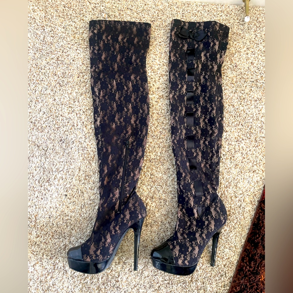 Sexy Over the knee Lace platform boots